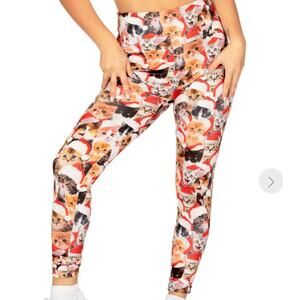 Tipsy Elves Women's Christmas Cat High Waisted Leggings XS & SM